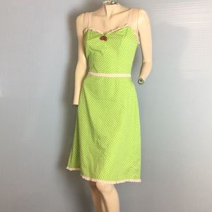 KIT CORNELL-Green & White Polka Dot A-Line Dress